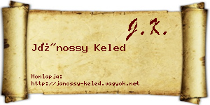 Jánossy Keled névjegykártya